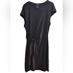 Talbots Casual 100% Cotton Black Dress with side tie. Excellent Condition. SZ XL
